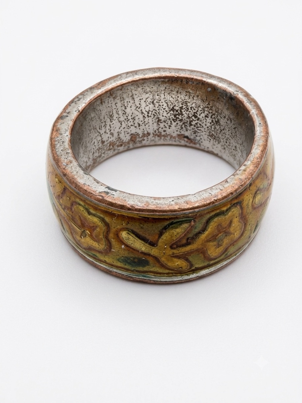 ✨ Vintage Mixed Metal Floral Band Ring — Size 8 ✨